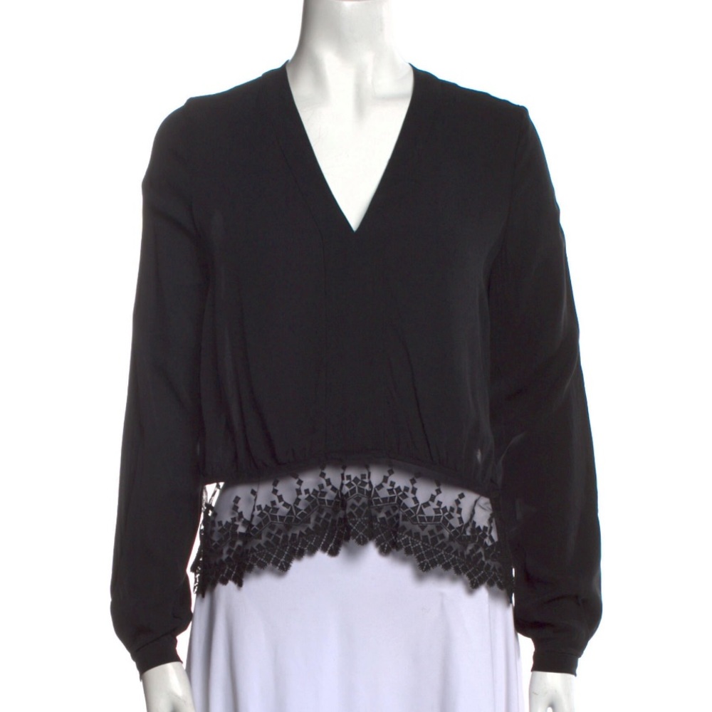 Yigal Azrouel silk v neck with lace size 8